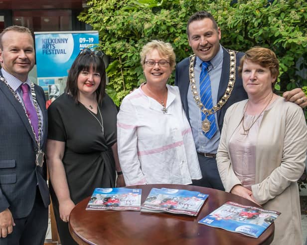 Cathaoirleach Eamon Aylward, Celine Reilly, Emer Foley, Mayor Peter Cleere and Colette Byrne at the Kilkenny launmch of the Kilkenny Arts Programme. Picture: Pat Moore