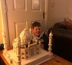 Cormac Foxe with his completed LEGO kit of the 6,000 piece  Taj Mahal