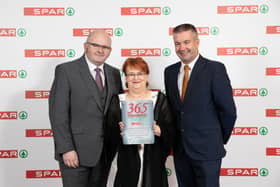 Pictured at the SPAR 365 Standards Customer Care Programme Awards : MJ and Bridget Maher, SPAR Goresbridge and Liam O’Dwyer, SPAR Retail Operations Advisor.