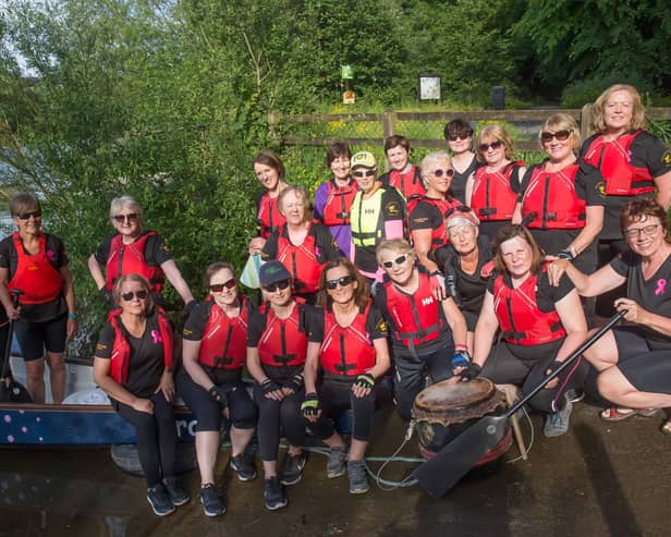 Nore Dragon Paddlers getting ready to enter the River Nore at the Canal Walk in Kilkenny city