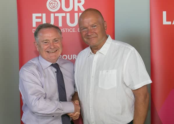 Labour leader Brendan Howlin with Denis Hynes who was announcing his intention to run in the next general election PICTURE: PAT MOORE