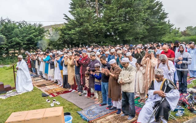 Worshippers gathered at the Mosque