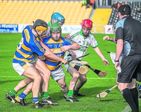 Shane Bergin (13) wins the ball during the junior hurling final. Picture: Pat Moore