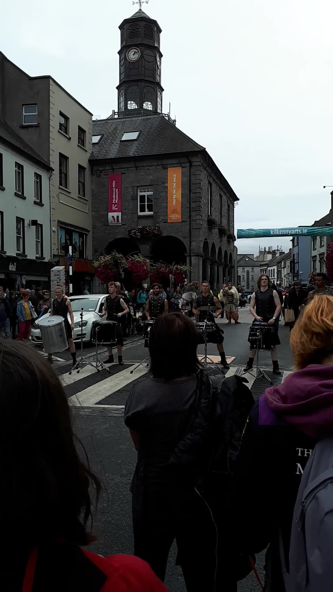 Crowds gathered to watch the drummers on High Street at lunchtime today