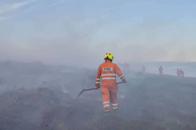 Tipperary Fire Service firefighters battling the wildfire on Slievenamon, earlier this week