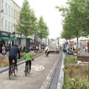 Rendering of High Street under a possible pedestrian system. Image: Kilkenny County Council