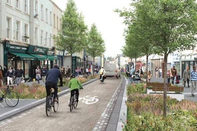 Rendering of High Street under a possible pedestrian system. Image: Kilkenny County Council