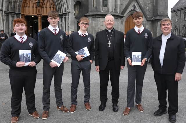 Archbishop Eamon Martin, Archbishop of Armagh and Primate of All Ireland with Jack Healy, Brian Tierney, Donnacha Kenny, Logan Nicholas and Fr Willie Purcell before the ceremony on Sunday