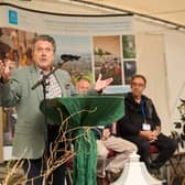 MC George Hamilton  addresses the Autumn Partnership Gathering
