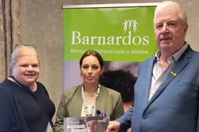 Natasha Newsome Drennan TD, Clare Deane, Assistant Director of Children's Services, Barnardos, and Philip Watt, Interim CEO, at the launch of its annual report