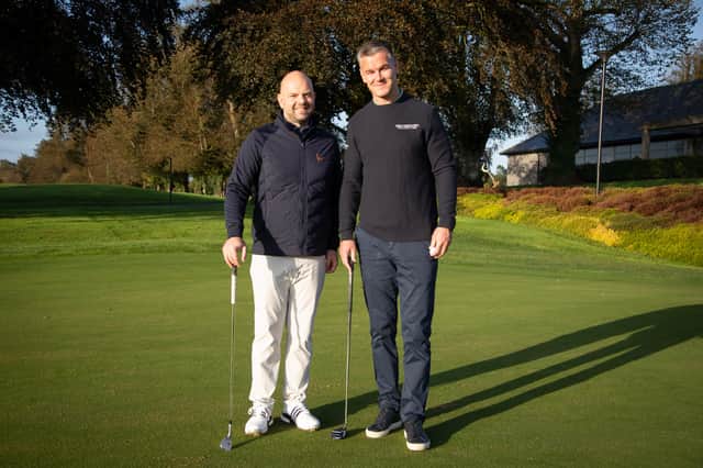 Matt Sandercock, PGA Director of Golf at Mount Juliet Estate, with Johnny Sexton