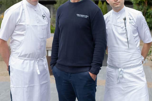 Pictured L-R: John Kelly (Head Chef Lady Helen Restaurant), Johnny Sexton and Bruno Laziciki, Executive Sous Chef at The Hound at Mount Juliet