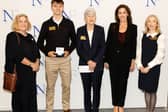 School principal Emma Raughter, winning Kilkenny scholar Ted Crowley from Kilkenny College, Carmel Naughton, Minister for Health Jennifer Carroll MacNeill TD and Aoife Ahern from UCD at the 2026 Naughton Foundation Scholarship awards held at Trinity Business School, Trinity College Dublin
