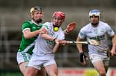 Jake Mullen of Ballyhale Shamrocks is tackled by Gearoid Dunne of Tullaroan during the Kilkenny County Senior Club Hurling Championship final match between Ballyhale Shamrocks and Tullaroan at UPMC Nowlan Park in Kilkenny.  Ray McManus/Sportsfile