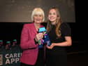 Callan's Hollie Foley (MSD Carlow) receives AOTY Award from Minister Marian Harkin TD in Agriculture, Horticulture & Biopharma