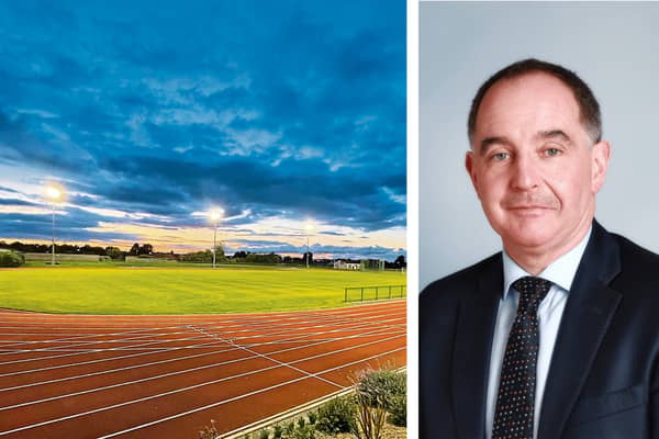 Cllr Sean O'hArgain (right) has also called for the upgrading of the running track facilities to match regional and national competition standards with an eight lane track