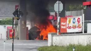 WATCH: Car engulfed in flames at Kilkenny petrol station 