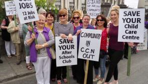 Protesters march in Callan in support of Droichead Childcare facility