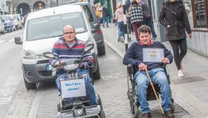 Wheelchair users occupy spaces in Kilkenny City to highlight misuse