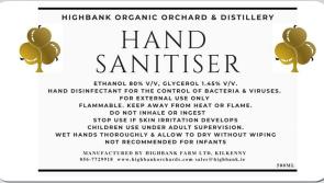 Highbank Distillery in Kilkenny producing sanitiser in according with WHO guidelines