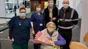 100 year old lady receives booster vaccine at Kilkenny Centre