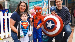Pictures: Superheroes fly in to surprise shoppers in Kilkenny's Market Cross