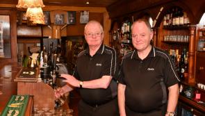 Last orders:  Speedy and Tom bid farewell to Syd Harkin’s Kilkenny pub