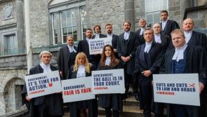 Wigging out: Barristers go on strike outside Kilkenny Courthouse over pay