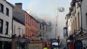 Kilkenny Fire - Flames shooting from the roof of historic building