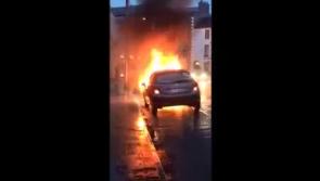 Video of Car on fire in centre of Kilkenny city caused traffic chaos earlier today