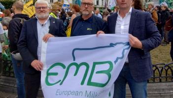 Denis Drennan, President of ICMSA, with his colleagues from the European Milk Board, Denmark’s Kjartan Poulsen, President, and Latvia’s Guntis Gutmanes