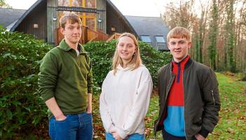 Pictured at the launch of the 2026 Coillte Forestry Scholarship Programme were 2025 recipients Evan McSpadden, Olivia Black and Kilkenny&rsquo;s Oisin McGuinness Picture: Naoise Culhane