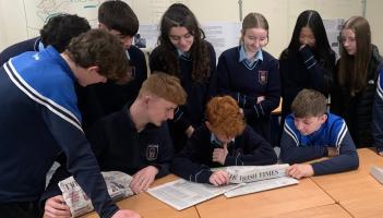 Duiske College students reading the Irish Times 