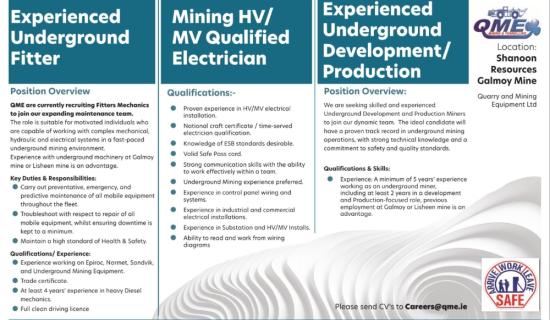 JOB ALERT: QME in Kilkenny is now recruiting for several positions