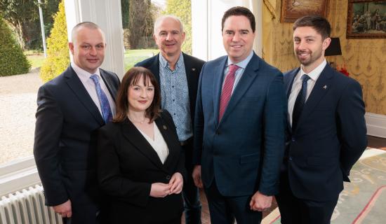 Donal Lynch, Veterinary Ireland Food Animal Group; outgoing Veterinary Ireland President&nbsp;Jane Pigott; Allen Dunn, Veterinary Ireland Equine Group; Minister Hayden; President of&nbsp; Vet Ireland&nbsp;Eoin Glynn