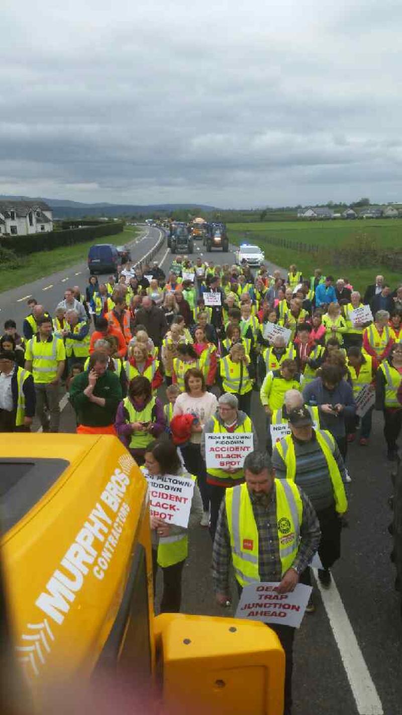 Angry protestors on the Piltown bypass, Kilkenny