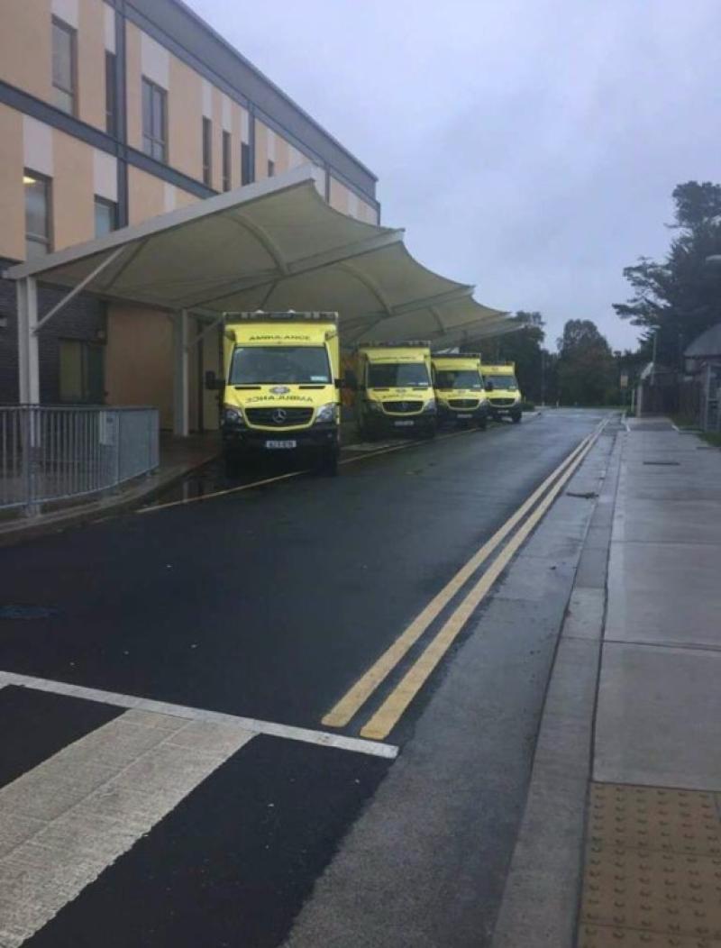Picture: Ambulances queuing outside St Luke's A&E with patients on board 