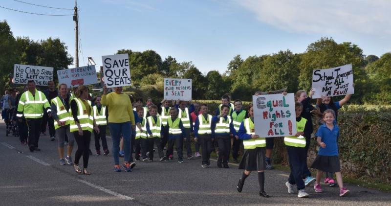 Kilkenny TDs join parents and children on protest walk to school in Ballyhale