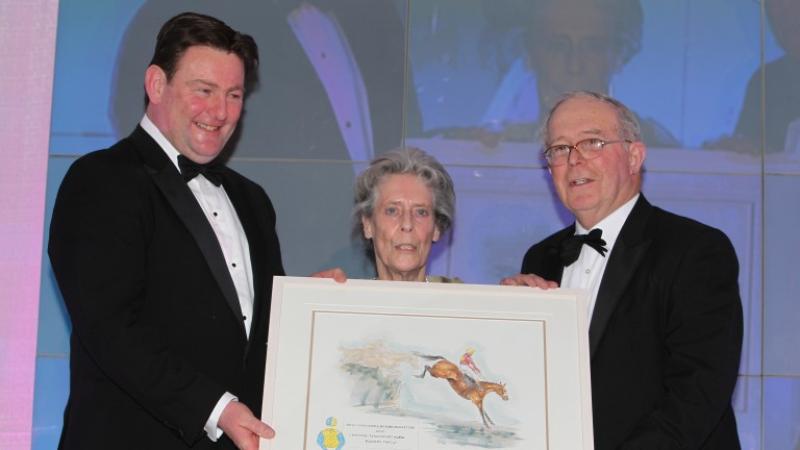  Kilkenny man Martyn McEnery (right) with his wife Máire, receiving the ITBA Lifetime Achievement award from the Aga Khan's stud manager Pat Downes in January 2011