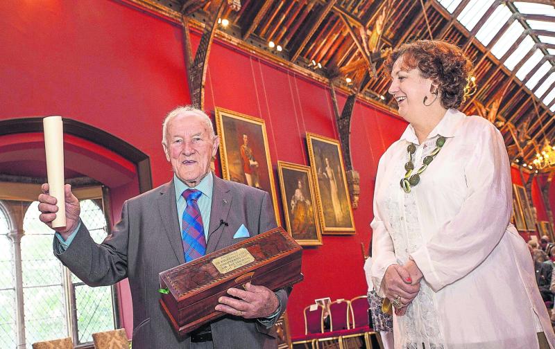 The late Pat Shortis in 2013 after receiving the Freedom of Kilkenny city with his daughter Mary Wong PICTURE: Pat Moore