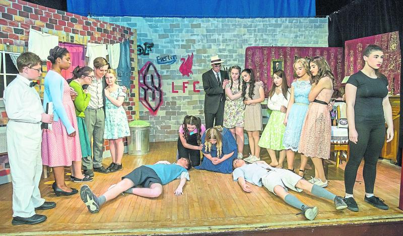 The cast of Blood Brothers in the final scene at Kilkenny College PICTURE: PAT MOORE