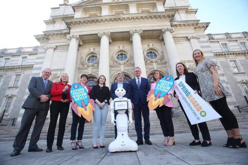  L-R: Minister for Education and Skills, Joe McHugh, John Halligan  and Minister of State for Training, Skills, Innovation, Research with springboard+ Alumni