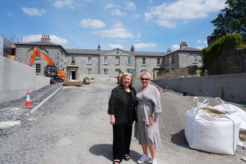 L-R, Anna O’Sullivan, Director of the Butler Gallery, and Mary McLoughlin, Director of Maurice Ward Art Handling, at the site of Evans’ Home, the Butler Gallery’s new home