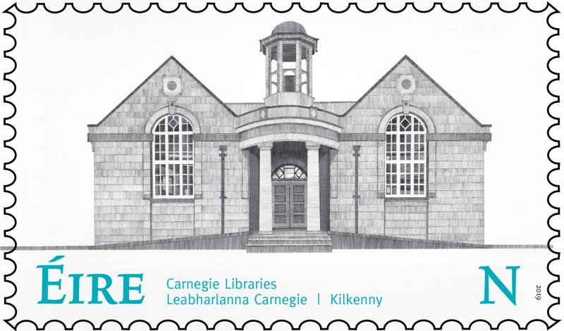 The much loved Carnegie library on John's Quay, Kilkenny  commemorated by An post with a new stamp