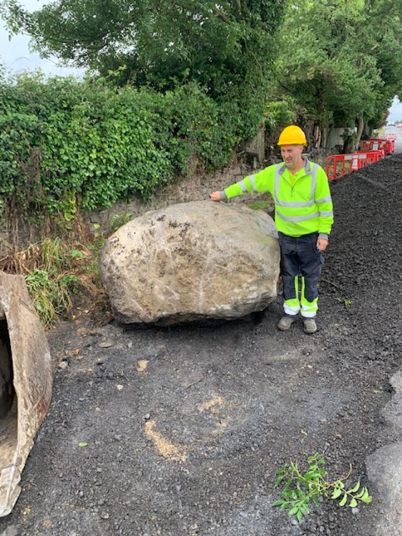 Ice age boulder uncovered during roadworks in the Midlands