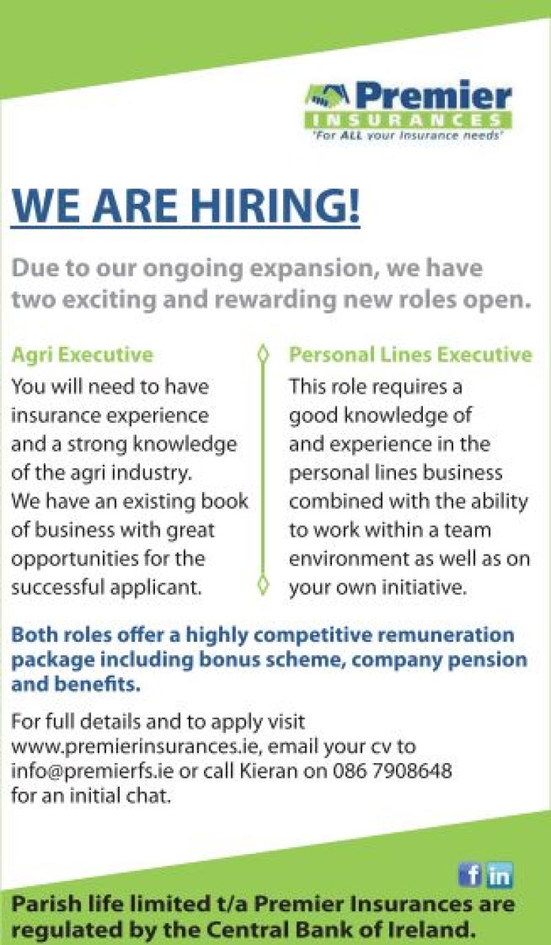Premier Insurance in Thurles - we are hiring! 