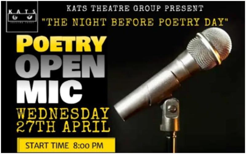 KATS poetry open mic night on Wednesday April 27 at Cleeres Pub