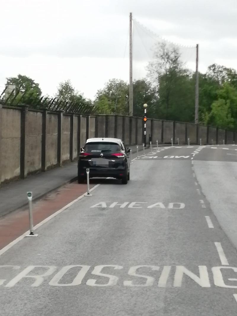 Fixed charge notice issued to driver parked in bicycle lane on busy Kilkenny city road