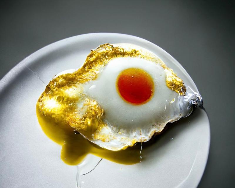 Can you spot it? Not all is as it seems with this €45 gold leaf fried egg 