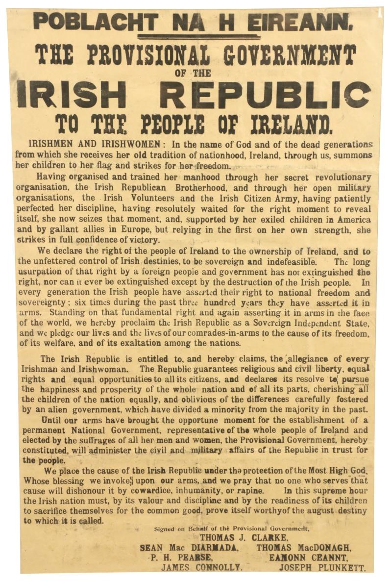 An extremely rare original 1916 proclamation to be auctioned in Kilkenny